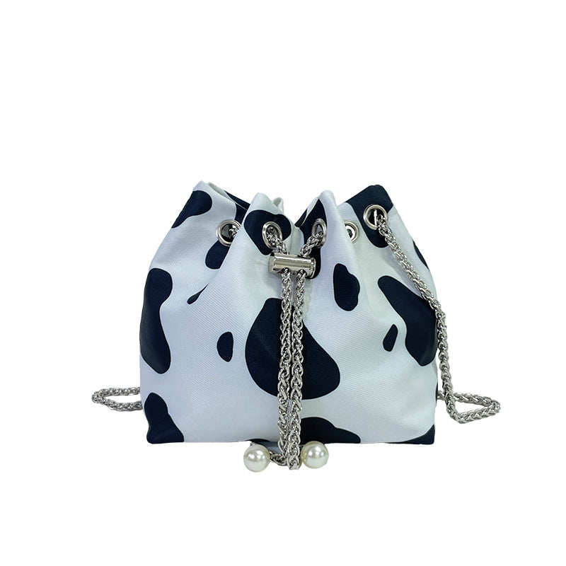 Wholesale Canvas Cow Print Leopard Chain Shoulder Bag